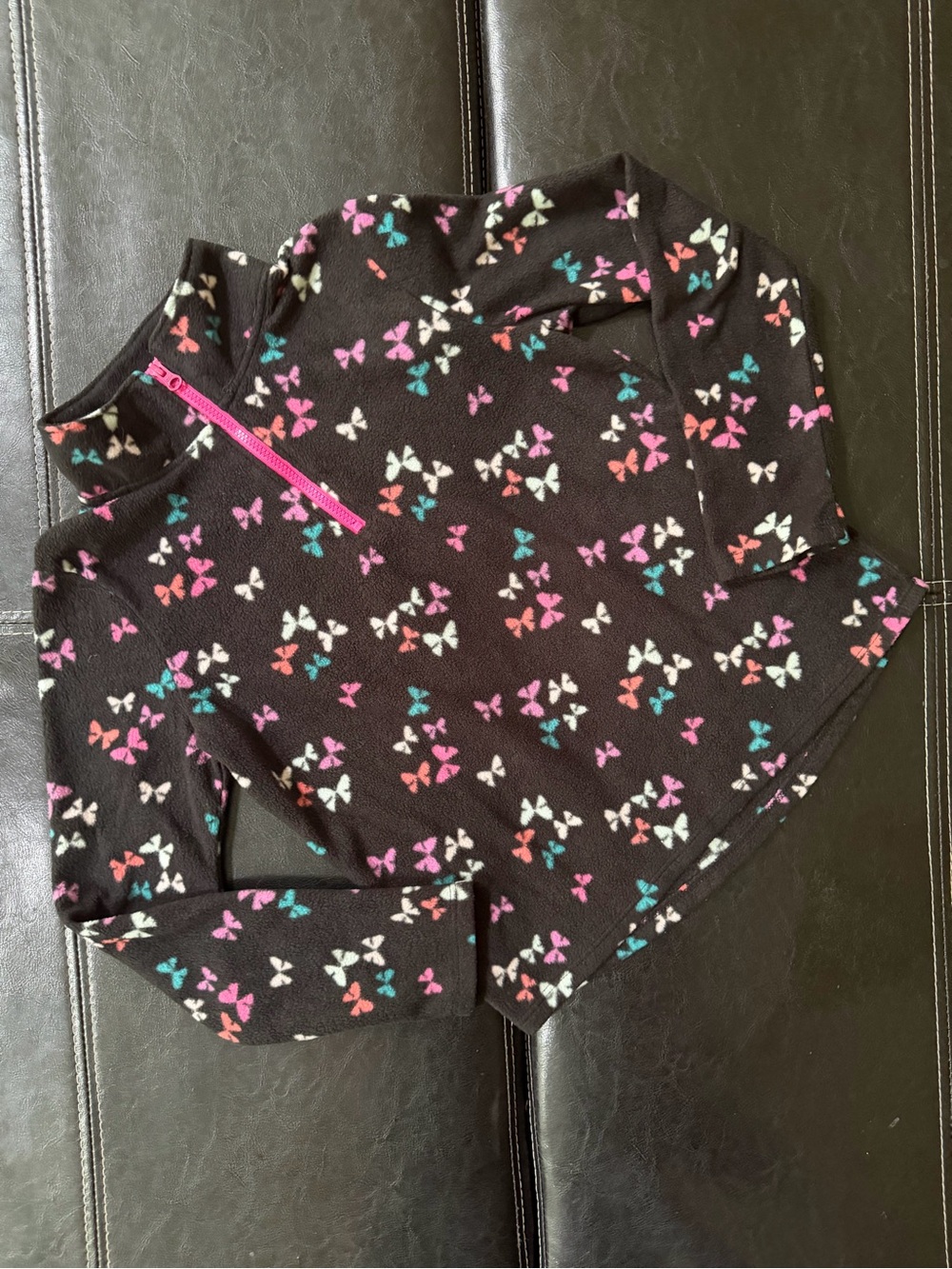 Jumping Beans - Black Fleece Pullover with Pink, White, Teal & Purple Bows